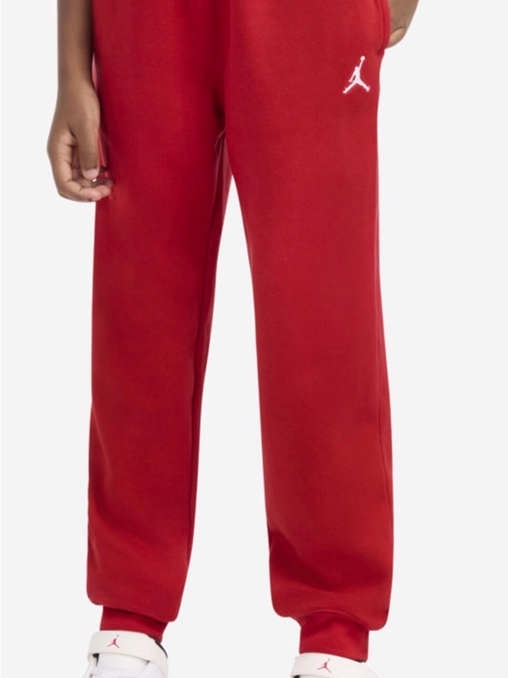 Jordan Kids Red Fleece Sweatpants with White Jumpman